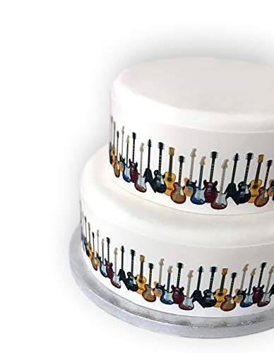 Top That Essbares Deko-Bordüre mit Gitarren-Musikinstrument, perfekt zum Dekorieren Ihrer Kuchen, einfach zu verwenden von TOP Marques Collectibles