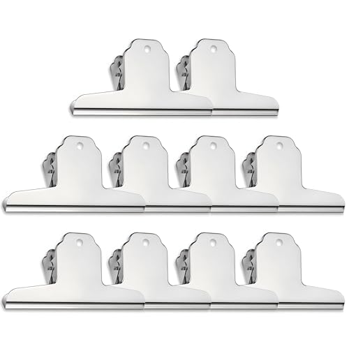 Große Büroklammern, silberfarben, 10 Stück, 10,2 cm, Stahl, robuste Büroklammern, riesige breite Metallklammer für Bastelarbeiten, Zeichenbrett, Briefe, 100 mm (10 cm) von TOP-Pindu