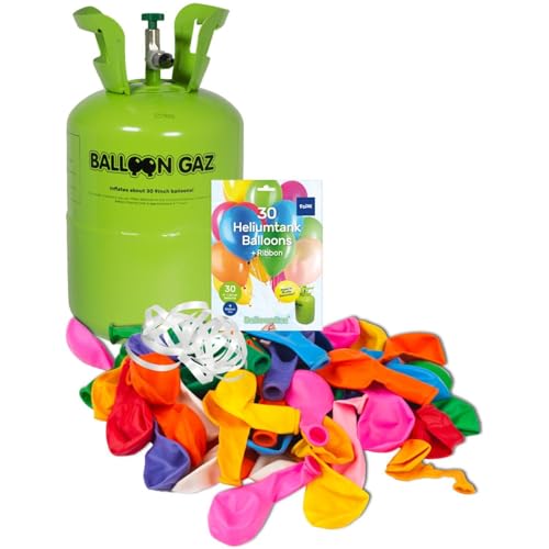 Heliumflasche für ca. 50 Luftballons inkl. 50 Ballons Ballongas 360 Liter (0,36 m³) Party Dekoration von TOP TEN