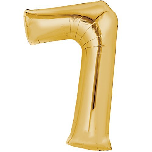 TOP TEN Folienballon 80cm Gold Zahlenballon, Luftballon, Geburtstag, Zahl für Helium und Luftfüllung geeignet (Zahl: 7) von TOP TEN