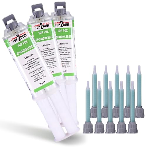 2K Epoxidkleber "Kraftkleber" - 2 Komponenten Kleber extra stark 75g + 10 Statikmischer - 2K Epoxy Kleber - Epoxidharz mit Härter transparent - Epoxidharz Kleber - Alleskleber 2K Epoxidkleber "Kraftkleber" - 2 Komponenten Kleber extra stark 75g + 10 Statikmischer - 2K Epoxy Kleber - Epoxidharz mit Härter transparent - Epoxidharz Kleber - Alleskleber von TOP2GLUE
