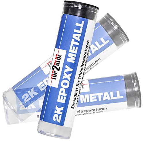 Top2Glue 2K Epoxid Kitt für Schnellreparaturen - Kaltmetall - Powerknete - Reparaturknete - Epoxidharz Knete - zwei Komponentenkleber extra stark - Auspuff Reparaturset (1) von TOP2GLUE