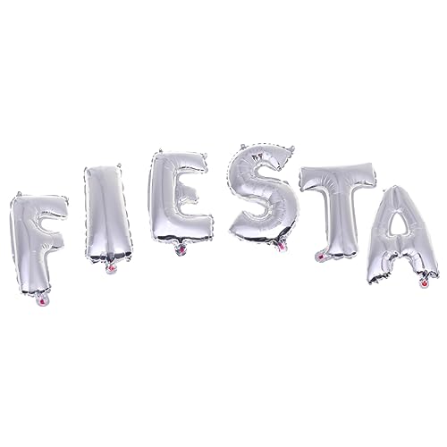 TOPBATHY 1 Satz Mexikanische Fiesta-party-dekoration Silberne Luftballons Fiesta Ballon Aus Aluminiumfolie Fotoshootings Buchstabenballons Stilvolle Luftballons Vereiteln Runden Einstellen von TOPBATHY