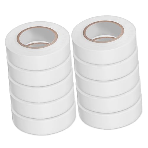 TOPBATHY 10 Rollen Elektriker Werkzeug Draht Schwarz für Geschirr Wärmeband Elektrisches Kabelband Stark klebendes Isolierband Industrielles Isolierband Klebebänder PVC Weiß von TOPBATHY