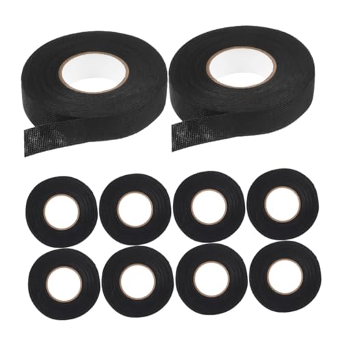 TOPBATHY 10 Rollen Stoff-elektroband Drahtband Gewebeband Für Kabelbäume Isolierband Draht Kabelband Klebeband Nutzen Kabelbaum Für Automotoren Kabelbahn Stoffband Black Polyestertuch von TOPBATHY