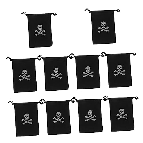 TOPBATHY 10 Stück Piraten Kordelzugbeutel für Halloween Robuster Aufbewahrungsbeutel für Süßigkeiten und Schmuck für Partys und Dekoration von TOPBATHY