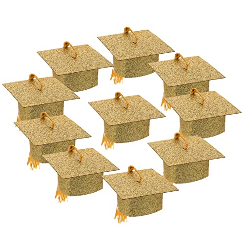 TOPBATHY 10 Stück Teiliges Mini Abschlusskappen Goblet Deckel aus Goldfarbene Weinbecher Abdeckung für Abschlussfeier Partydeko Getränkeabdeckung für Absolventen und Schüler von TOPBATHY