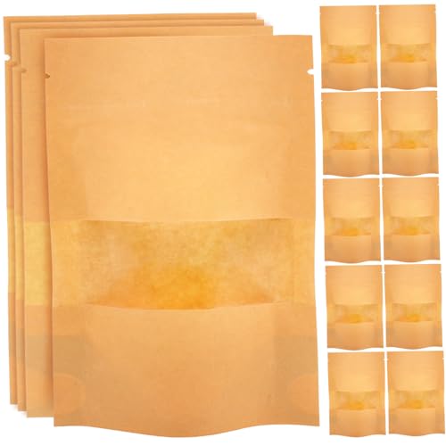 TOPBATHY 100 Stück Kraftpapierbeutel Fensterbeutel für Lebensmittelverpackung Praktische Papiertüten für Snacks Nüsse Umweltfreundliche Verpackungslösung für Märkte Geschäfte von TOPBATHY