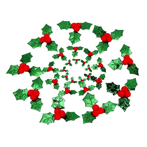 TOPBATHY 100 Stück Weihnachtsblatt-Konfetti Stechpalme Weihnachtskonfetti kinderzimmerdeko room decoration weihnachtsbaumdeko neuartige Foto-Requisiten Konfetti-Ornamente Stoff Green von TOPBATHY