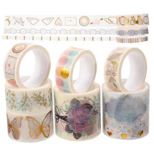 TOPBATHY 12 Rollen Washi-tape-aufkleber Diy-hand Glanz Verwaschenes Klebeband Diy-bänder Handkonto -bänder Scrapbooking Washi Tape Buntes Band Dekorative Washi-klebebänder Flüsterpapier von TOPBATHY