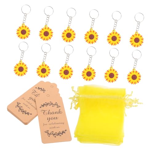 TOPBATHY 12 Sätze Sonnenblumen-Schlüsselanhänger Sonnenblumenornament sommertaschen für damen Geschenktüten groß Geschenke Sonnenblumen-Anhänger Handtaschenanhänger empfindlich schmücken von TOPBATHY