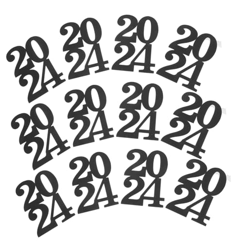TOPBATHY 12 Stück 2024 Vasendekoration Tischdekoration für die Abschlussfeier 2024 Ausschnitte-Tags bürodeko büro dekoration Decoupage-Papier Etiketten für Flaschen Grad Dekor Party-Tags von TOPBATHY
