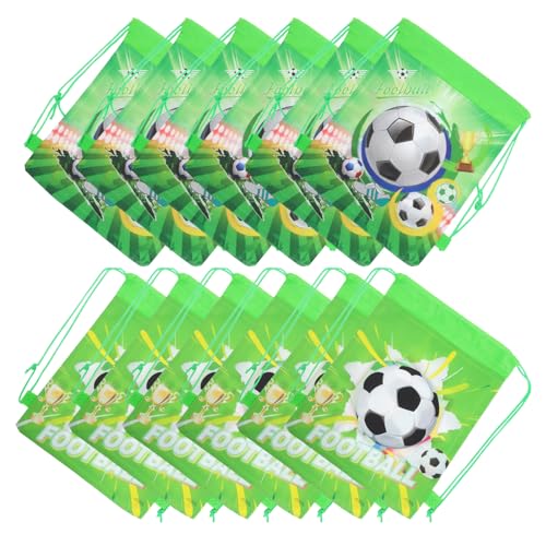 TOPBATHY 12 Stück Fußball Kordelzug Taschen Wiederverwendbare Mitgebsel Beutel aus Vliesstoff für Fußball Geburtstagspartys Leichte Tragetasche mit Zugband für Süßigkeiten und Kleine von TOPBATHY