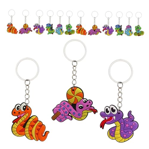 TOPBATHY 18Stücke Cartoon Schlangen Schlüsselanhänger für Stylische Tier Schlüsselanhänger Kreative Goodie Bag Füller für Schulanfang Kindergeburtstag und Partys von TOPBATHY