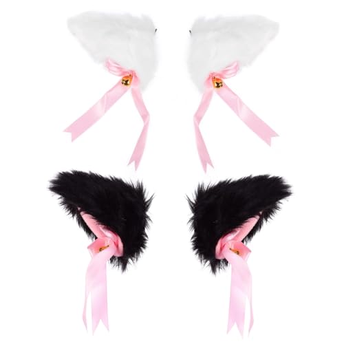 TOPBATHY 2 Paare Cosplay Katzenohren Haarspangen Plüsch Katzen und Fuchsohren Haarklammern mit Schleifen für Alltag und Party Zubehör TOPBATHY 2 Paare Cosplay Katzenohren Haarspangen Plüsch Katzen und Fuchsohren Haarklammern mit Schleifen für Alltag und Party Zubehör von TOPBATHY