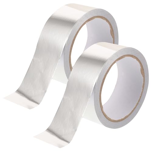 TOPBATHY 2 Rollen Folienband Isolierband aus Aluminiumfolie klebeband Isoliertes hitzebeständiges Band hitzebeständige Klebebänder Wärmewiderstandsband Kfz-Isolierband Band schwere Silber von TOPBATHY