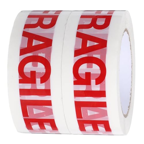 TOPBATHY 2 Rollen Fragile Tape Stark Klebend Verpackungsband mit Weiß rot Warnhinweis für Sicheres Versiegeln von Kartons Umzug Versand Verpackung TOPBATHY 2 Rollen Fragile Tape Stark Klebend Verpackungsband mit Weiß rot Warnhinweis für Sicheres Versiegeln von Kartons Umzug Versand Verpackung von TOPBATHY