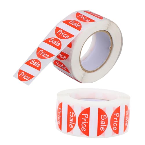 TOPBATHY 2 Rollen Tag Sale -Aufkleber etiketten Preisschilder Etikettierung Aufkleber für Namensschilder Verkaufsaufkleber aufkleber für den flohmarkt Warenanhänger beschichtetes Papier rot von TOPBATHY
