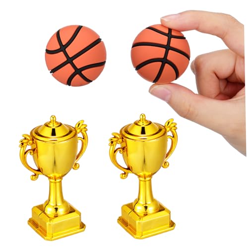 TOPBATHY 2 Sätze Basketball Cake Toppers mit Mini Trophäen Bällen Sportliche Geburtstagsdeko für Jungen Vielseitige Kuchenverzierung für Basketball-partys und Kinderfeiern von TOPBATHY