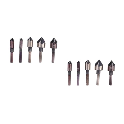 TOPBATHY 2 Sätze Fünf Teiliger Kegelsenker Carbonstahl Mit Rundem Griff Präzises Entgraten Und Fasenbearbeitung Für Kunststoffplatten 5 Stücke * 2 von TOPBATHY
