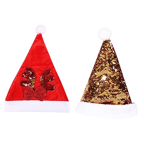 TOPBATHY 2 Stück Pailletten Weihnachtsmannmütze Feiertags Partymütze Weihnachtskostüme Weihnachtsmützen Weihnachtsmütze Für Weihnachtsmütze Für Erwachsene Weihnachtsmütze Aus Stoff von TOPBATHY