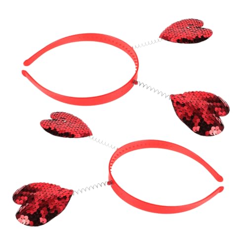 TOPBATHY 2 Stück Rote Pailletten Herz Stirnband Teiliges Glitzerndes Valentinstag Haarband für Frauen Langlebig Funkelnde Accessoires für Festliche Anlässe und Partys von TOPBATHY