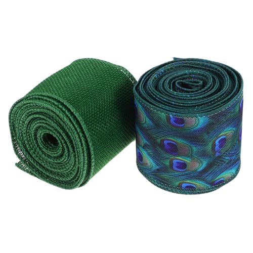 TOPBATHY 2 Stück Teiliges Grünes Polyester Dekoband mit Drahtkante Pfauenfeder Breit Geeignet für Kränze Geschenkverpackung und Dekorationen TOPBATHY 2 Stück Teiliges Grünes Polyester Dekoband mit Drahtkante Pfauenfeder Breit Geeignet für Kränze Geschenkverpackung und Dekorationen von TOPBATHY