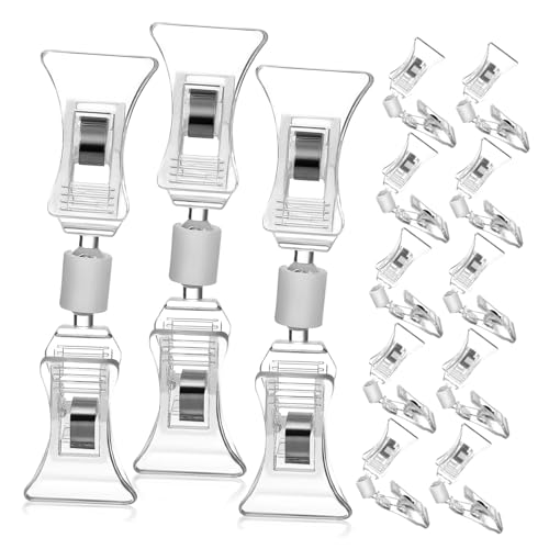 TOPBATHY 20 Stück Transparenter Clip beidseitig Anzeige Clips für Warenschilder drehbare Preisschild-Clips Fan-Shop Supermarkt-Preisclip Warenpräsentationsclips -Material von TOPBATHY