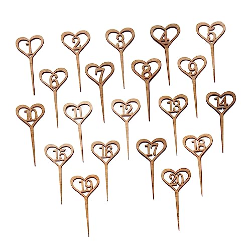 TOPBATHY 20St Tischnummer in Herzform Herz Holztischnummern Etiketten Inhaber der Tischnummer Tischnummern für die Hochzeit Liebe schmücken Anhänger Tisch Nummer von TOPBATHY