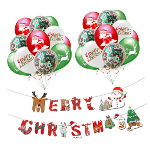 TOPBATHY Weiße Verzierungen 23 Stück 12 Weihnachtskranz Weihnachtskamin-Banner Luftballons Ornament Ballon zu Weihnachten Weihnachtsfeierzubehör Emulsion das Banner Ziehen Sie die Flagge von TOPBATHY