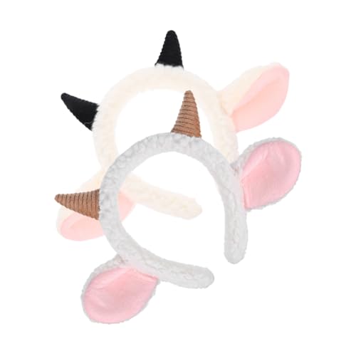 TOPBATHY 2St Stirnband Lammhornohr Ziegenohren Cosplay Halloween-Cosplay-Party-Stirnbänder Horn-Cosplay Stirnband aus Horn Ochsenhorn-Stirnbänder Hörner Cosplay Tierhaarreifen Stoff von TOPBATHY