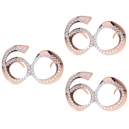 TOPBATHY 3 Paare Brille aus Lustige Foto Requisiten für Geburtstagsfeiern Karneval und Cosplay Leicht Bequem Stilvolle Accessoires Roségold für Unvergessliche von TOPBATHY
