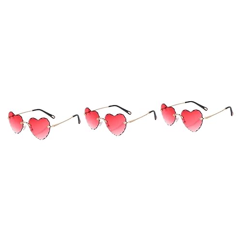 TOPBATHY 3 Stk Sonnenbrille liebe Brillen Brille in Herzform rahmenlos Foto Neuheit lustige Brillen Modebrillen für Frauen herzförmige Brille schnapsgläser Dekor Nachteil schmücken Metall von TOPBATHY