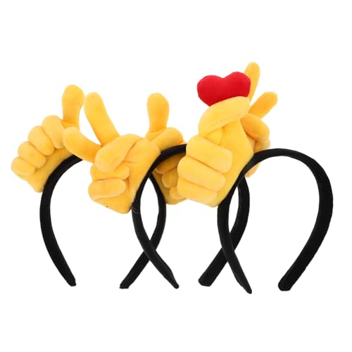 TOPBATHY 3 Stück Kreative Handgesten Haarbänder mit Daumen Victory Herzdesigns Lustige Party Haarreifen für Halloween Foto Requisiten und Frauen Mädchen von TOPBATHY