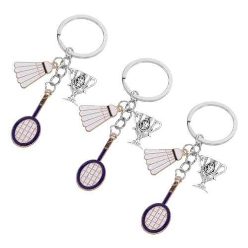 TOPBATHY 3 Stück Metall Racket und Ball Anhänger mit Trophäe Robuster Sport Schlüsselring für Menschen Geschenkidee von TOPBATHY