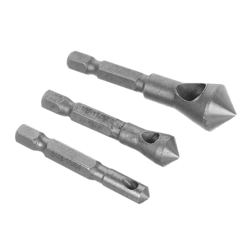 TOPBATHY 3 Stück Teiliges Set Cobalt Stahl Entgrat und Fasenwerkzeug für Präzises Anfasen von Kunststoff Aluminium Kupfer und PVC Platten für Werkstücke mit Rundlochbohrungen von TOPBATHY