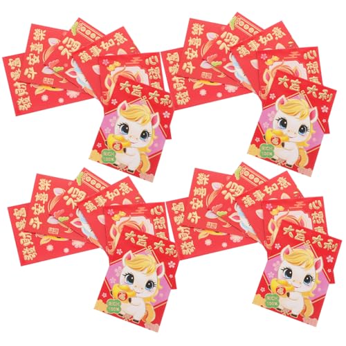 TOPBATHY 300 Stück Rote Umschläge Kreative Hong Bao Geldumschläge für Jahr Des Pferdes Traditionelle Lunar Neujahrspakete für Feste Hochzeiten und Geburtstagsfeiern von TOPBATHY