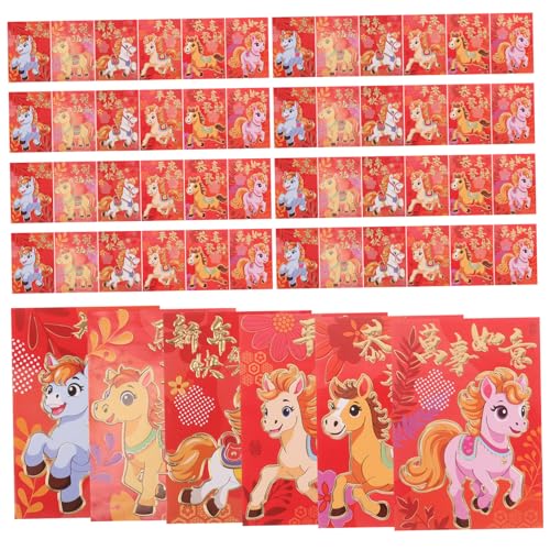 TOPBATHY 300 Stück Rote Umschläge zum Chinesischen Neujahr Kreative Hongbao für Jahr Des Pferdes Glücksgeldumschläge für Frühlingsfest TOPBATHY 300 Stück Rote Umschläge zum Chinesischen Neujahr Kreative Hongbao für Jahr Des Pferdes Glücksgeldumschläge für Frühlingsfest von TOPBATHY
