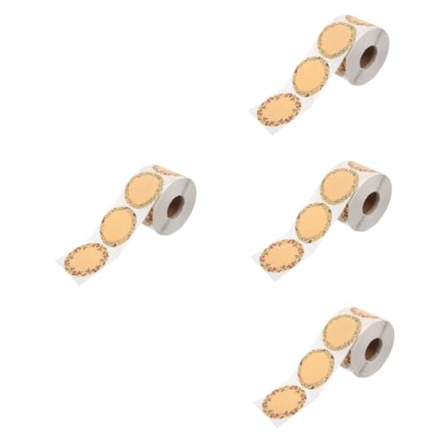 TOPBATHY 4 Rollen Geschenkname Tag Etikett Aufkleber Klebrig Gruß Selbst Verpackung Taschen Dekoration Kraftpapier von TOPBATHY