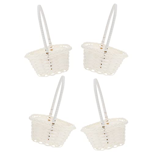 TOPBATHY Geflochtenes Blumenkorb-set 4-teilig Aufbewahrung und Dekoration Blumenmädchenkorb Weiß Handgefertigt von TOPBATHY
