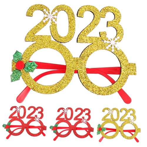 TOPBATHY 4 Stück Gläser 2023 Nummernbrille Neuheit Kostüm Brillen Maskenbrille Glas Dekor Geschenke Brillen für Kleinkinder Filzbrille Cosplay schmücken rahmen Partybedarf gefühlt Plastik von TOPBATHY