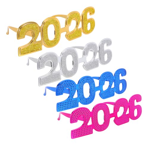 TOPBATHY 4 Stück Lustige Zahlenbrillen für Silvester Abschlussfeier und Requisiten für Unvergessliche Erinnerungen und Festliche Anlässe von TOPBATHY