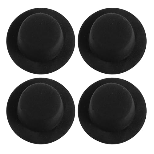 TOPBATHY 4 Stück Mini-puppenhut-ornament in Schwarz, Stoff-schneemann-hut-, Puppenkleidungs-accessoire für Diy-bastelarbeiten von TOPBATHY