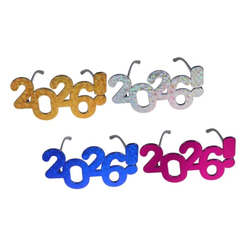 TOPBATHY 4 Stück Silvester Party Accessoires Wiederverwendbare Plastik Sonnenbrillen Silber Gold und Blau für Feiern und Fotoshootings von TOPBATHY