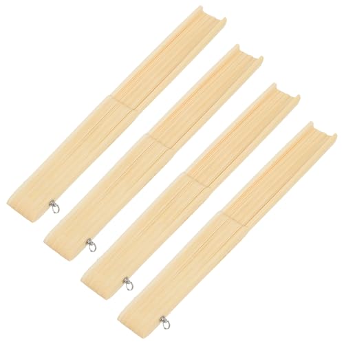 TOPBATHY 4 Stück Unfertige Handfächer aus Nachhaltigem Einfach zu Montierende Bastelzubehör für Kreative Projekte Beige von TOPBATHY