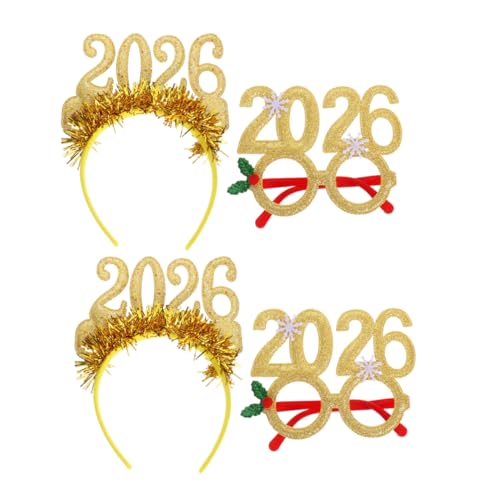 TOPBATHY 4 Stücke Neujahrs Headbands mit Glitzer Haarreifen und Brillen für Weihnachts und Silvesterpartys Festliche Dekorationen und Partyzubehör von TOPBATHY