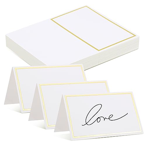 TOPBATHY 40 Stück Blanko Tischkarten mit Goldfolienrand Beschreibbare Platzkarten für Hochzeit Bankett Dinner Party Hochwertige Weiße Tischkärtchen für Festliche Tischdekoration TOPBATHY 40 Stück Blanko Tischkarten mit Goldfolienrand Beschreibbare Platzkarten für Hochzeit Bankett Dinner Party Hochwertige Weiße Tischkärtchen für Festliche Tischdekoration von TOPBATHY