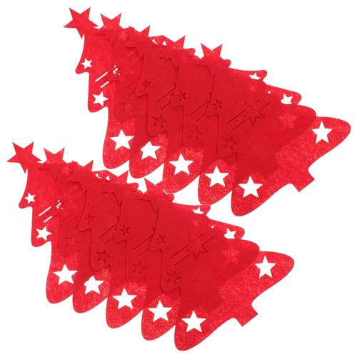 TOPBATHY 48-teiliger Weihnachtsgeschirrhalter: Rotes Weihnachtsutensilienhalter-Set aus Filz – Gabelschneider, Löffelbeutel in Weihnachtsbaumform für das Feiertagsbankett von TOPBATHY