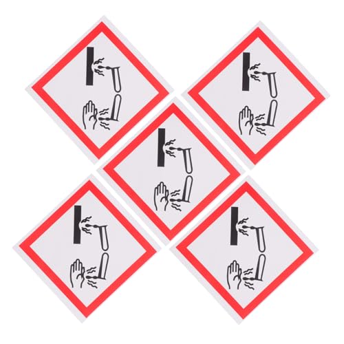 TOPBATHY 5 Stück Korrosive Substanzmarkierung Aufkleber mit korrosivem Sicherheitsschild Sicherheitsetikett für Gefahrgut Sicherheitsetiketten Schild mit korrosivem Material Papier Weiß von TOPBATHY
