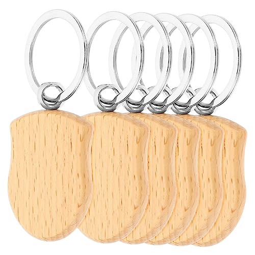TOPBATHY 6 Stück Teiliges Holz Schlüsselanhänger Rohlinge aus Buchenholz Beschriftbar und Bemalbar Glatte Oberfläche Stabile Metallringe DIY Anhänger für Personalisierte Schlüsselanhänger von TOPBATHY